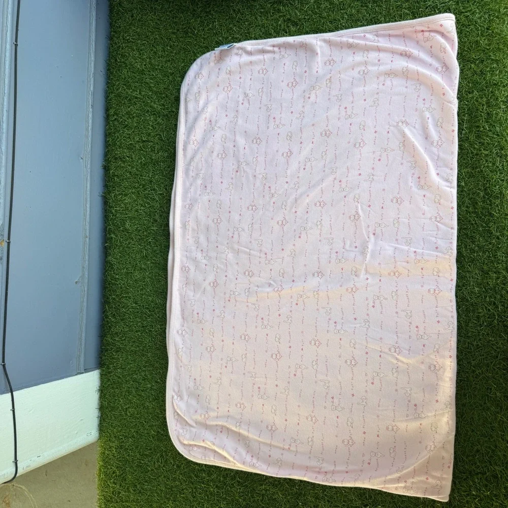 Vintage Gymboree 2002 Pink Princess Kitty Embroidered Cotton Baby Blanket 38x28